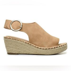 Catherine Malandrino Cirkly Tan Beige Espadrille Wedges Size 6